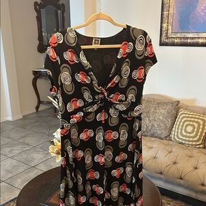 Anne Klein Black and Red Swirl Dress